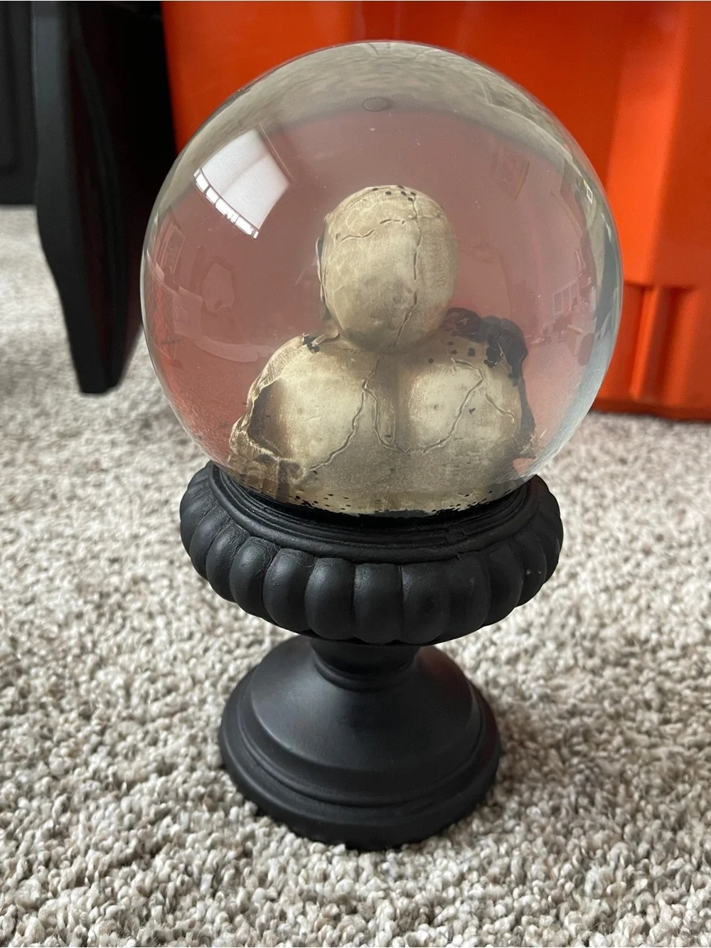 Skull Globe Decorative Accent in Black and Bone
